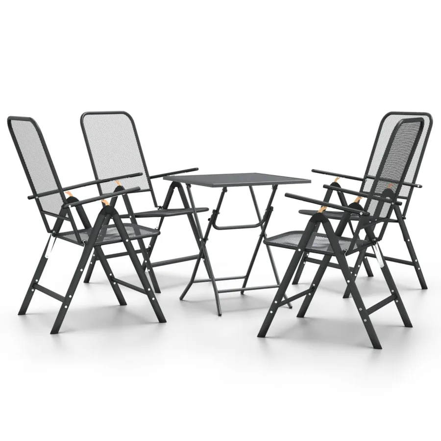 Ensemble à manger de jardin 5 pcs Maille Métal Anthracite - 2