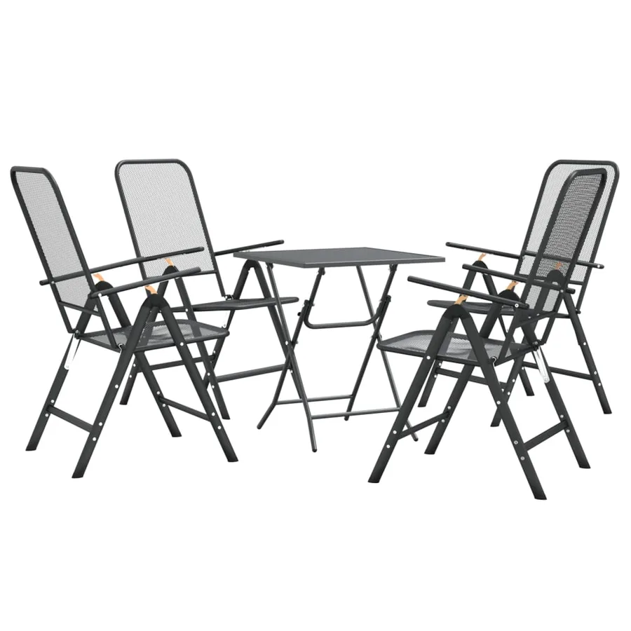 Ensemble à manger de jardin 5 pcs Maille Métal Anthracite - 3