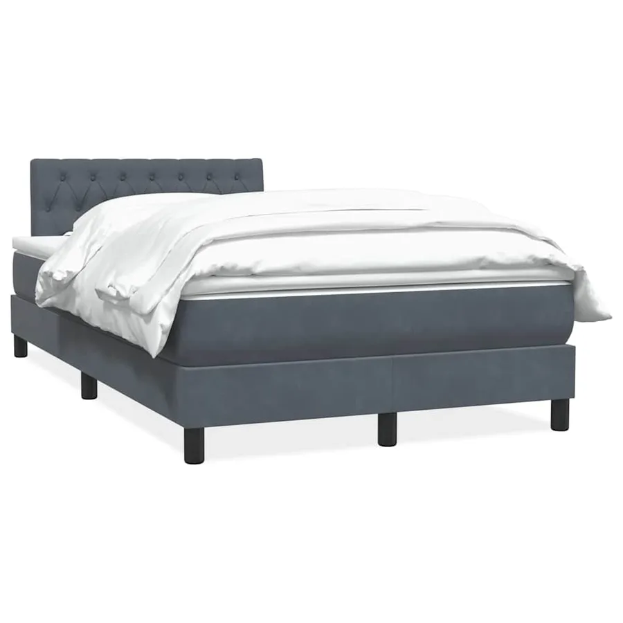 Sommier à lattes de lit et matelas gris foncé 120x220cm velours - 2