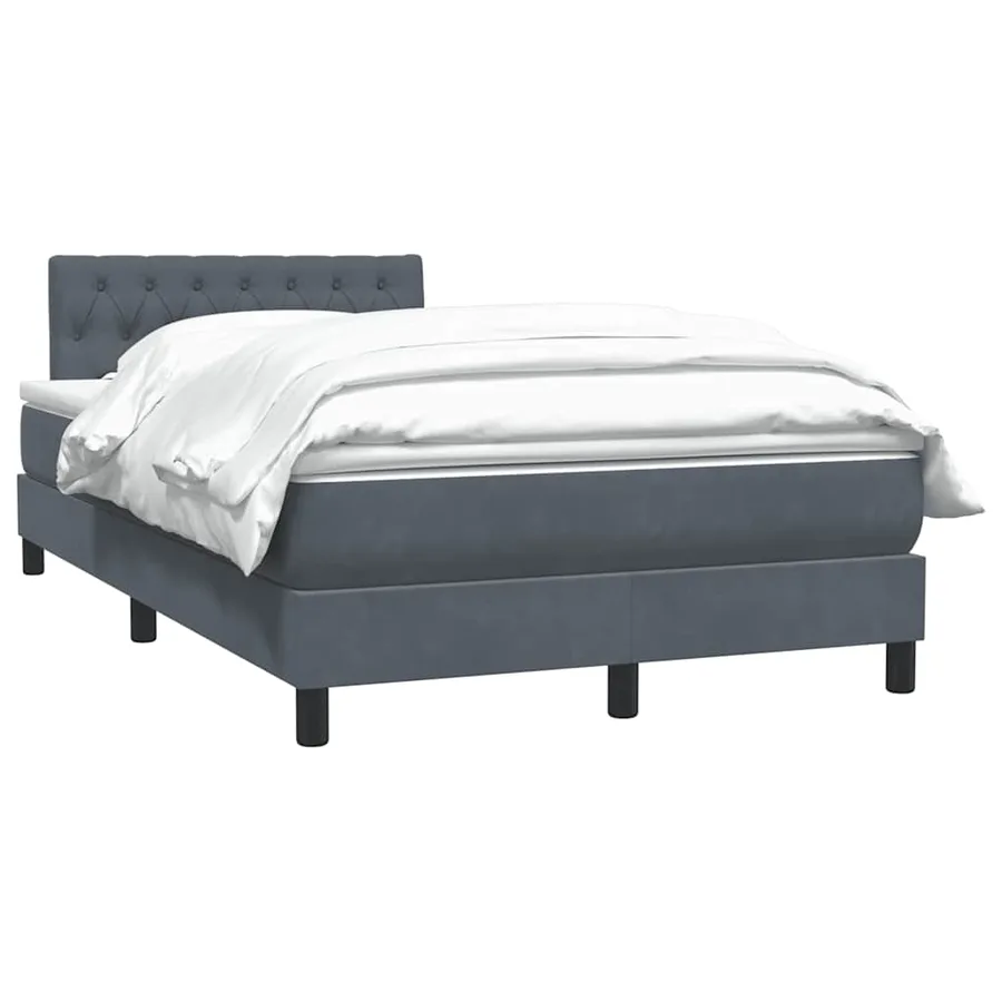 Sommier à lattes de lit et matelas gris foncé 120x220cm velours - 3