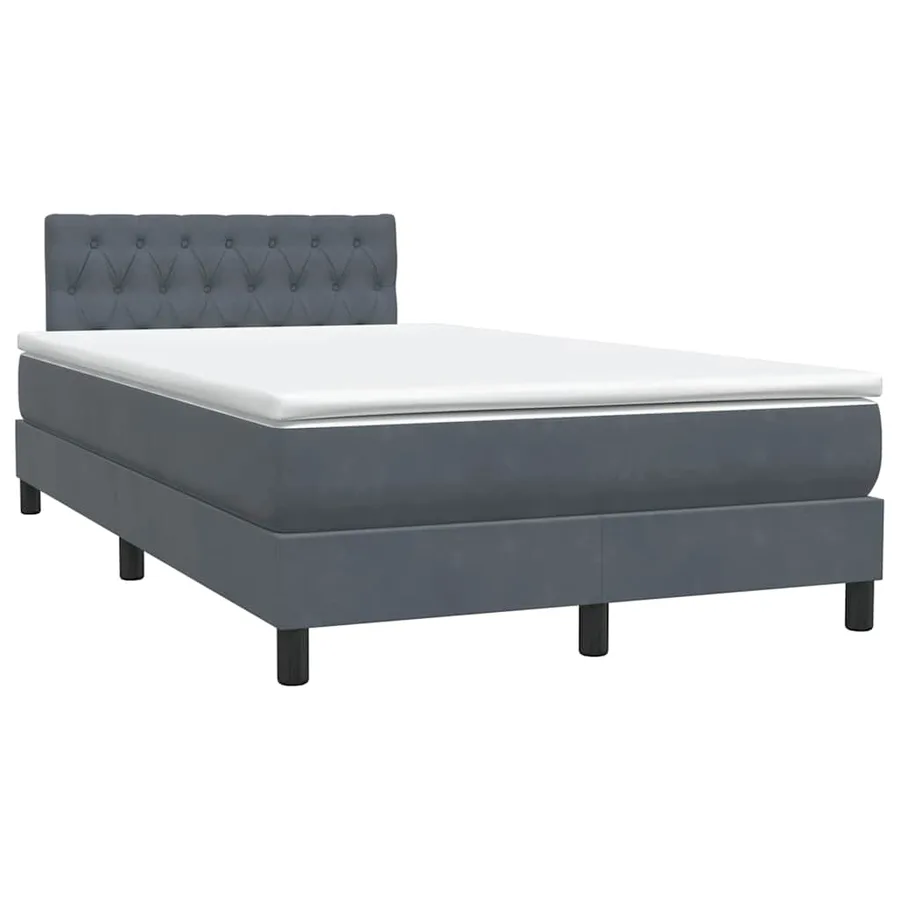 Sommier à lattes de lit et matelas gris foncé 120x220cm velours - 4