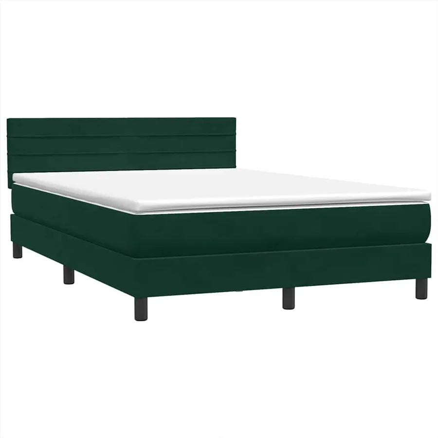 Sommier à lattes de lit et matelas et LED vert foncé 160x220cm velours - 5