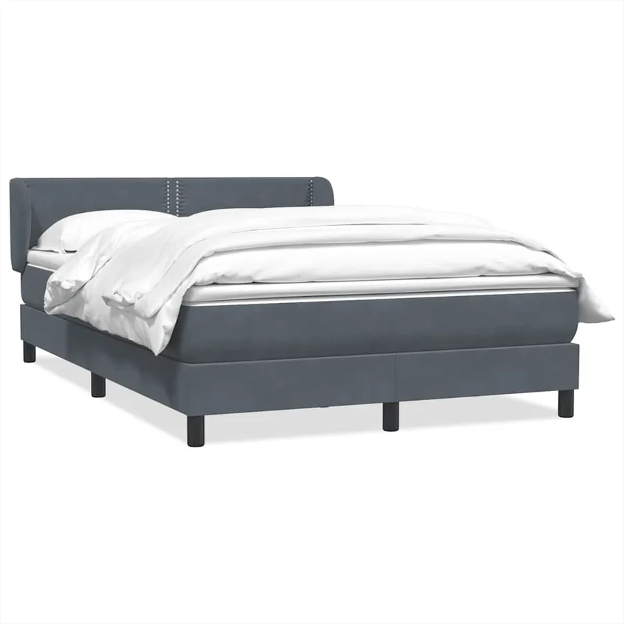 Sommier à lattes de lit et matelas gris foncé 160x220cm velours - 2