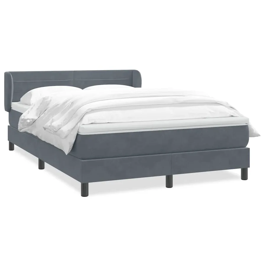 Sommier à lattes de lit et matelas gris foncé 160x220cm velours - 2