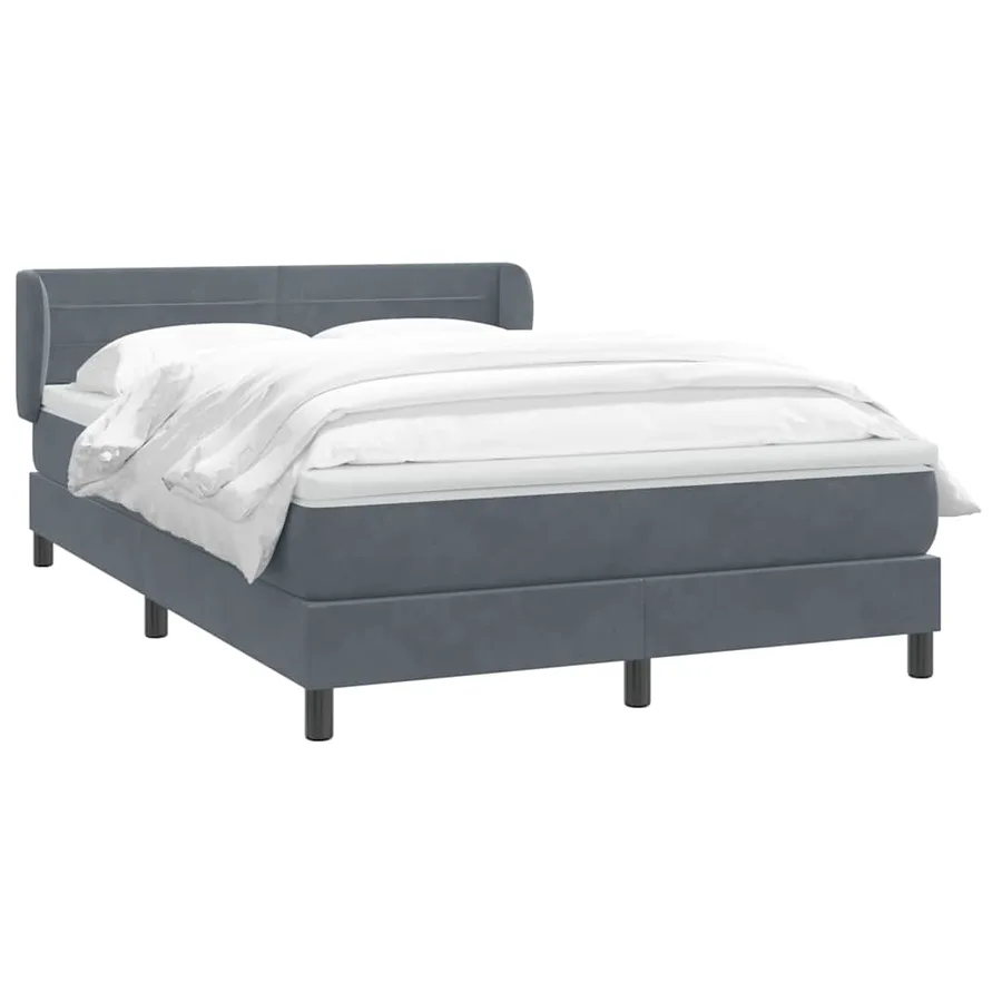 Sommier à lattes de lit et matelas gris foncé 160x220cm velours - 3