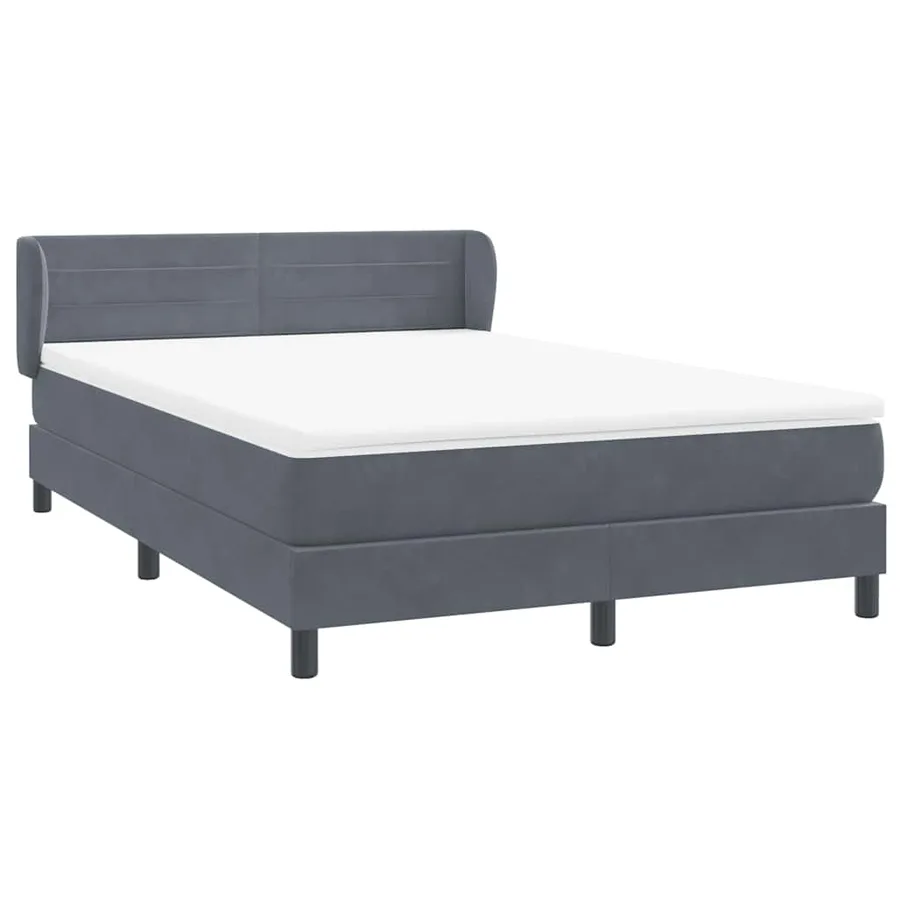 Sommier à lattes de lit et matelas gris foncé 160x220cm velours - 4