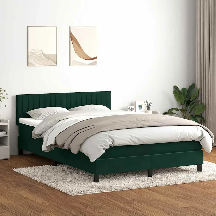 Sommier à lattes de lit et matelas vert foncé 160x220cm velours - 3