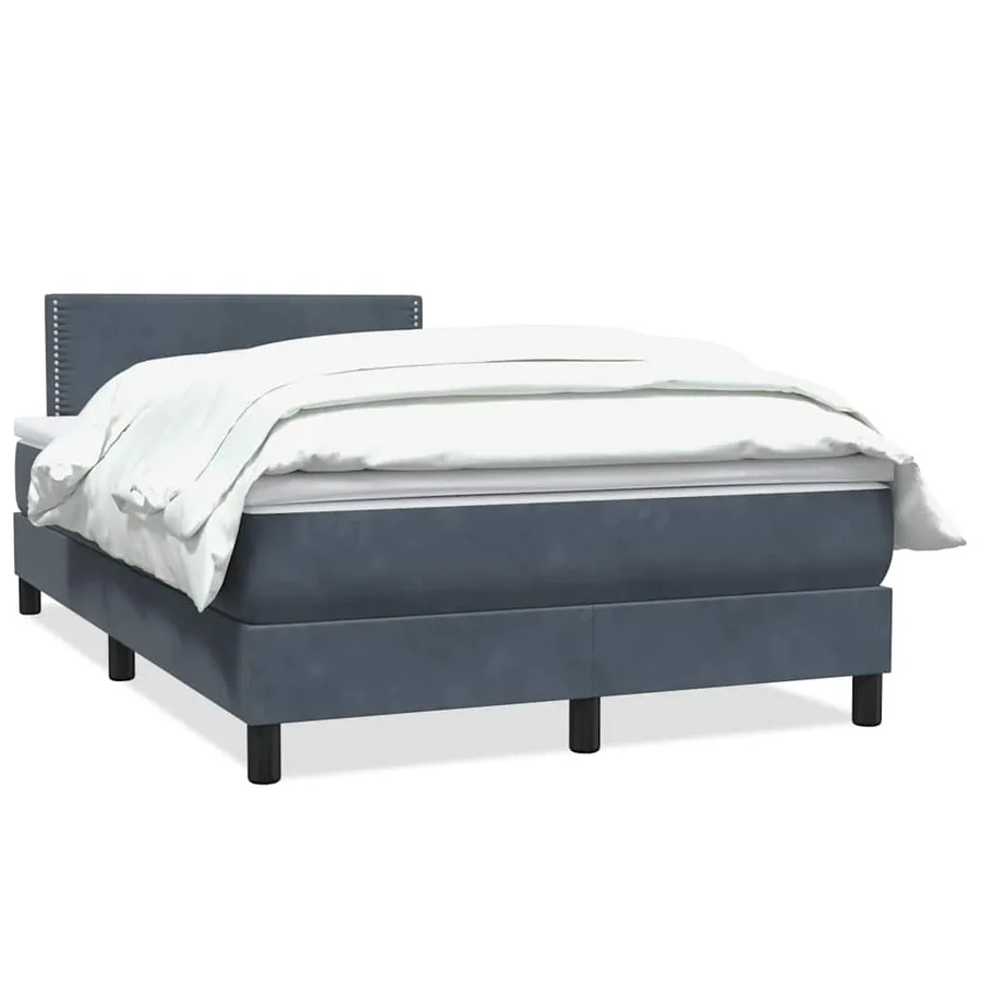 Sommier à lattes de lit et matelas gris foncé 120x220cm velours - 2