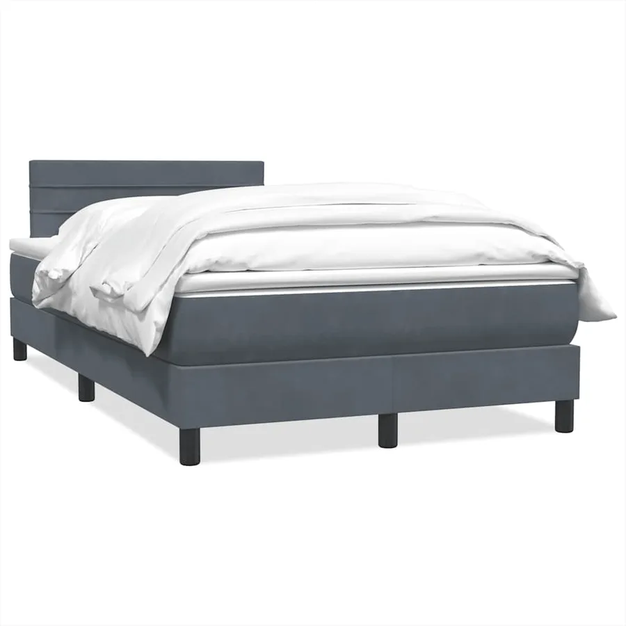 Sommier à lattes de lit et matelas gris foncé 120x220cm velours - 2