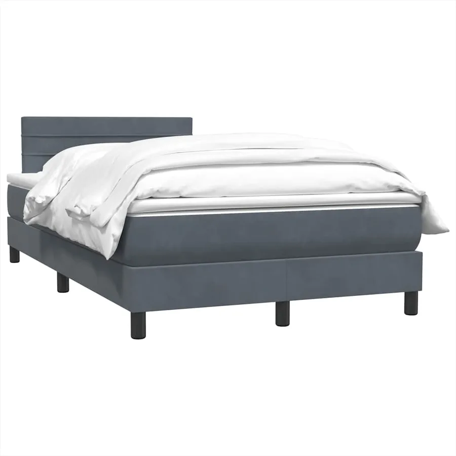 Sommier à lattes de lit et matelas gris foncé 120x220cm velours - 3