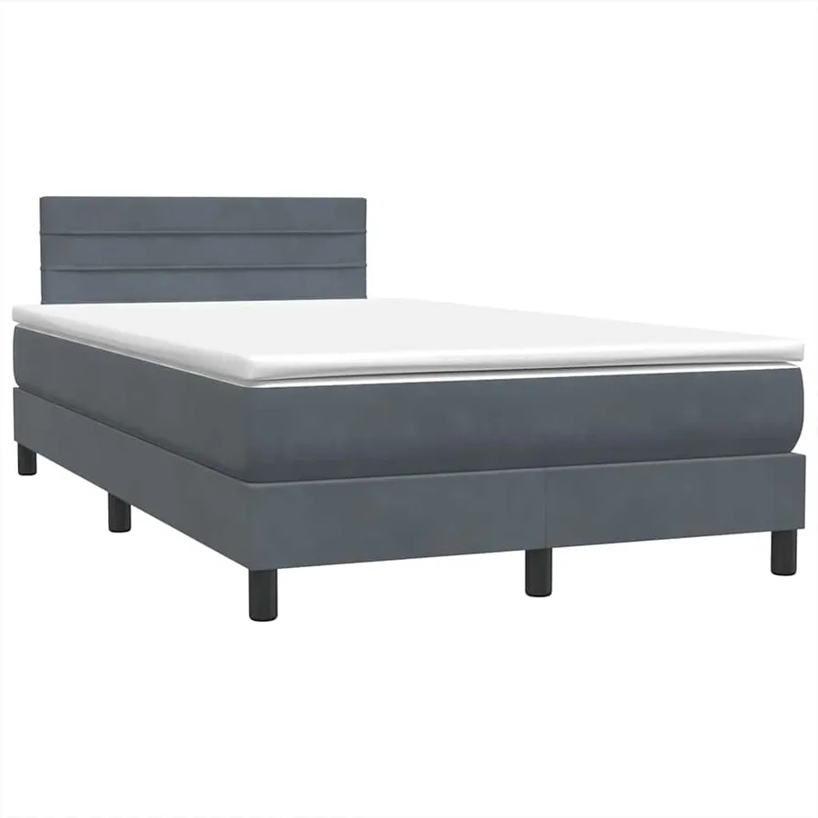 Sommier à lattes de lit et matelas gris foncé 120x220cm velours - 4