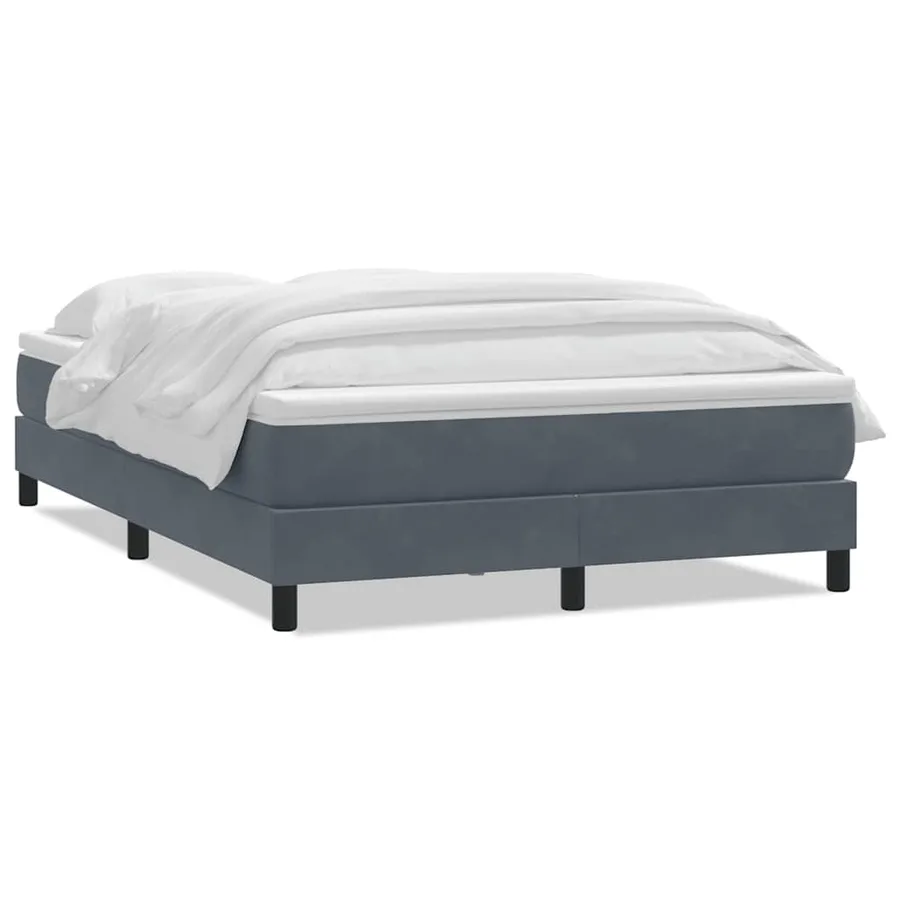 Sommier à lattes de lit et matelas gris foncé 160x220cm velours - 2