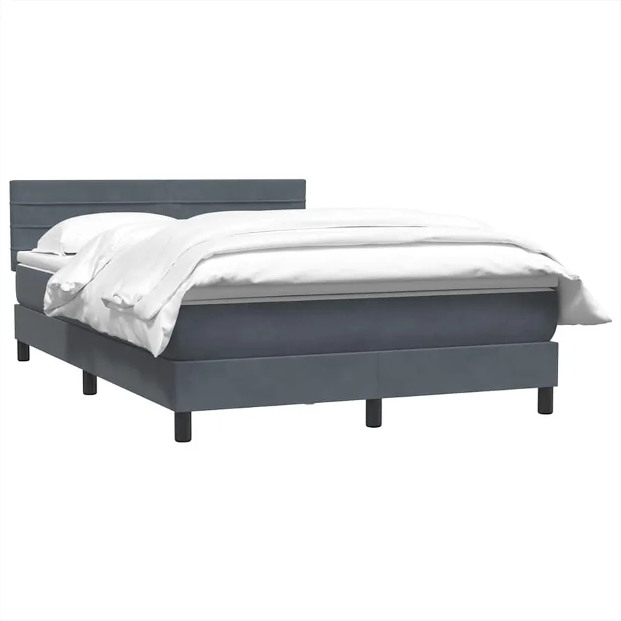 Sommier à lattes de lit et matelas gris foncé 160x220cm velours - 3