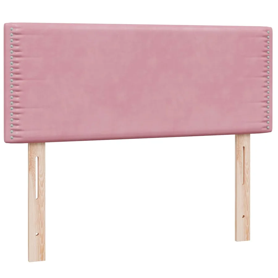 Sommier à lattes de lit avec matelas et LED rose 120x220 cm velours - 7