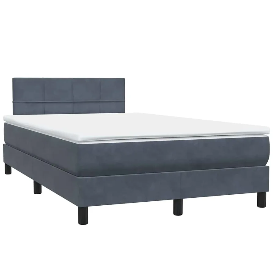 Sommier à lattes de lit et matelas gris foncé 120x220cm velours - 4