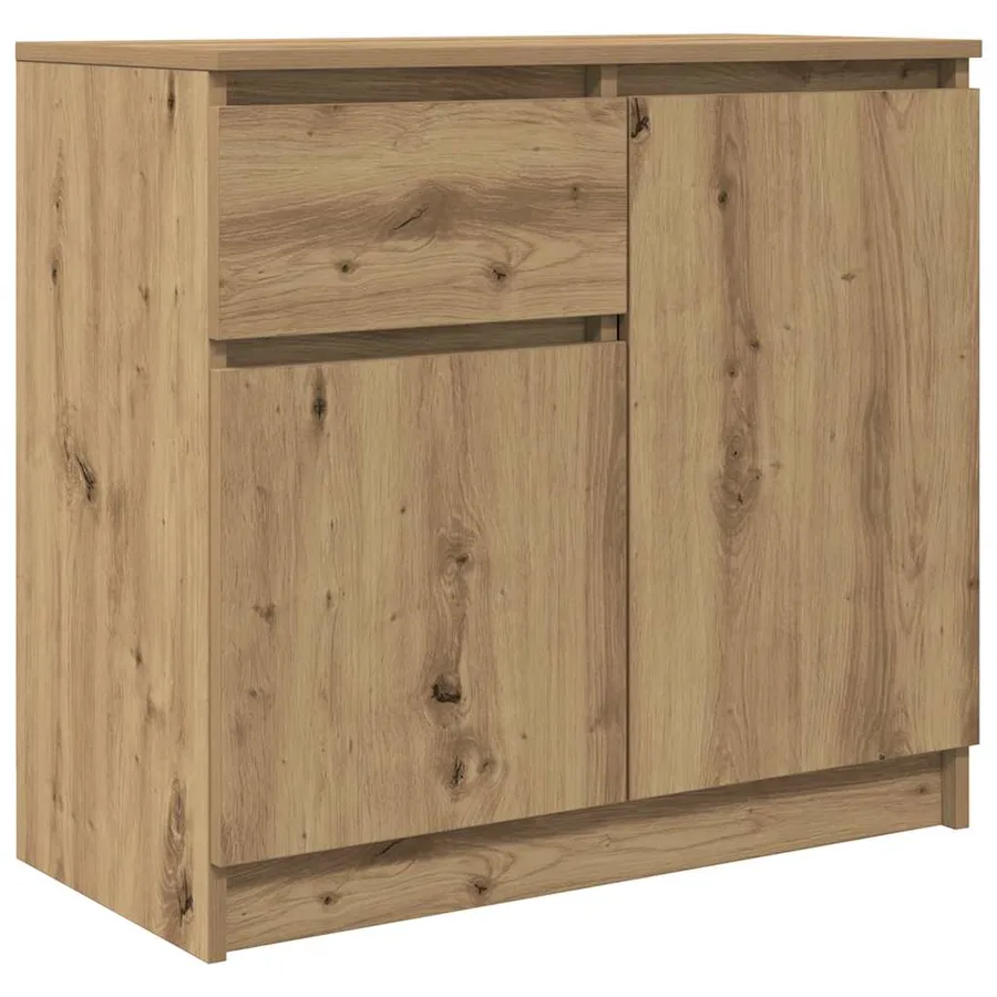 Buffet avec tiroir chêne artisanal 71x35x65 cm bois ingénierie - 2