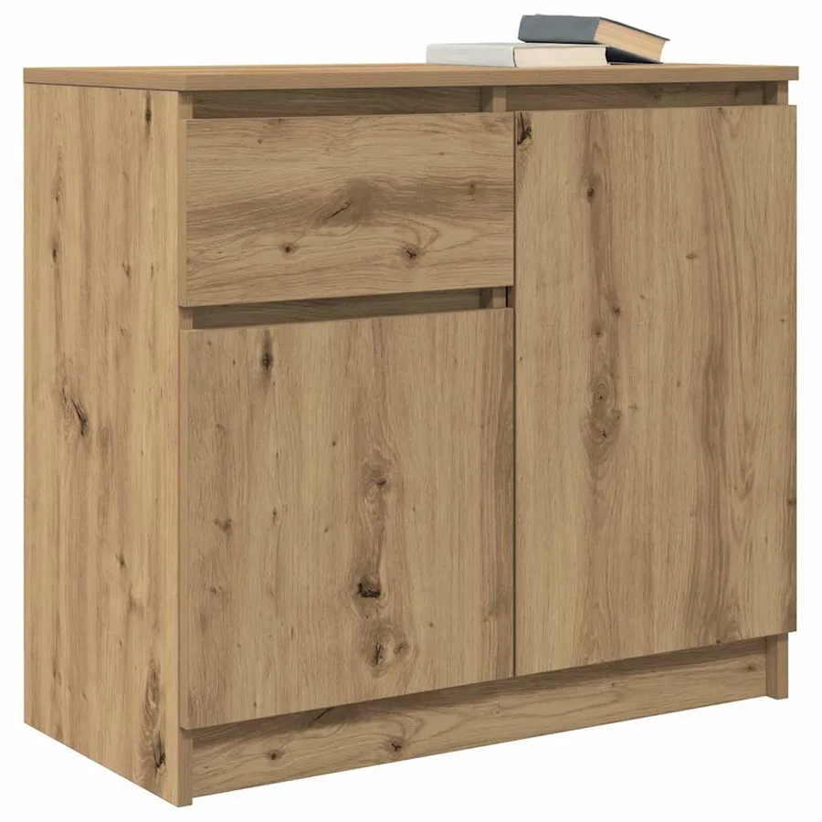 Buffet avec tiroir chêne artisanal 71x35x65 cm bois ingénierie - 4