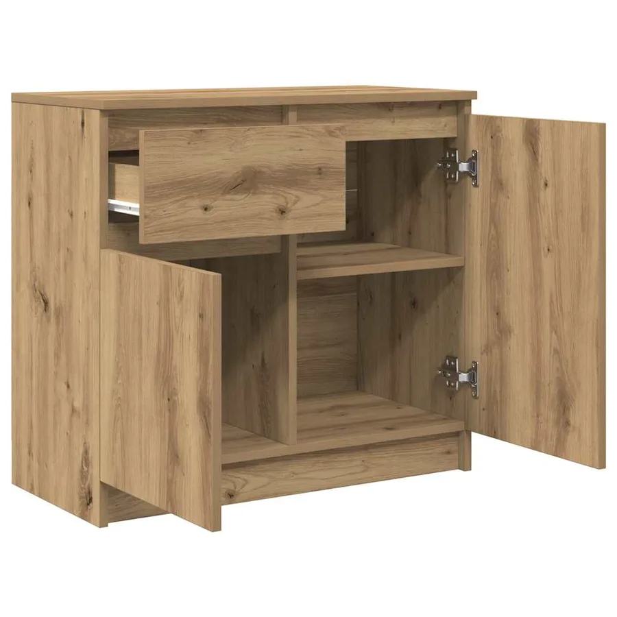 Buffet avec tiroir chêne artisanal 71x35x65 cm bois ingénierie - 5