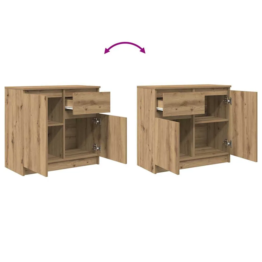 Buffet avec tiroir chêne artisanal 71x35x65 cm bois ingénierie - 9