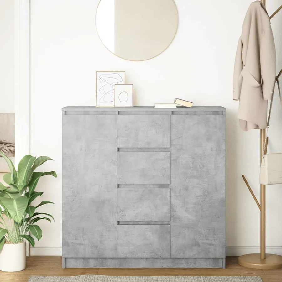 Buffet avec tiroirs gris béton 100,5x35x98,5 cm bois ingénierie - 3