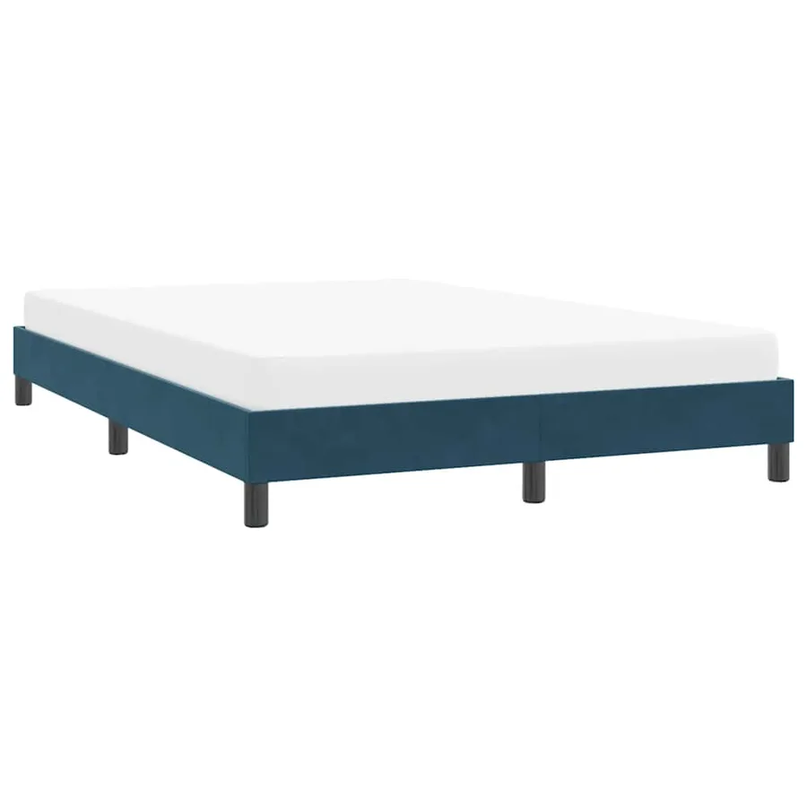 Cadre de lit sans matelas bleu foncé 140x220 cm velours - 4