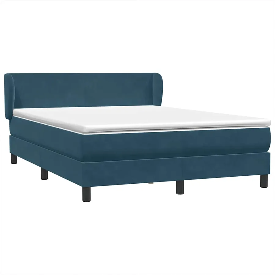 Sommier à lattes de lit et matelas bleu foncé 140x220cm velours - 2