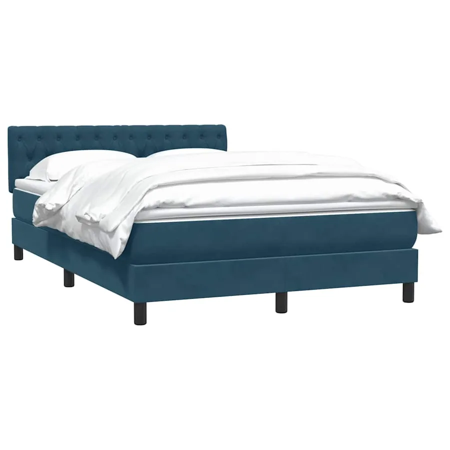Sommier à lattes de lit et matelas bleu foncé 140x220cm velours - 3