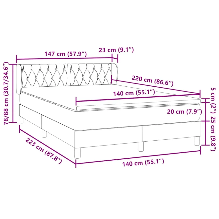 Sommier à lattes de lit et matelas gris clair 140x220cm velours - 12