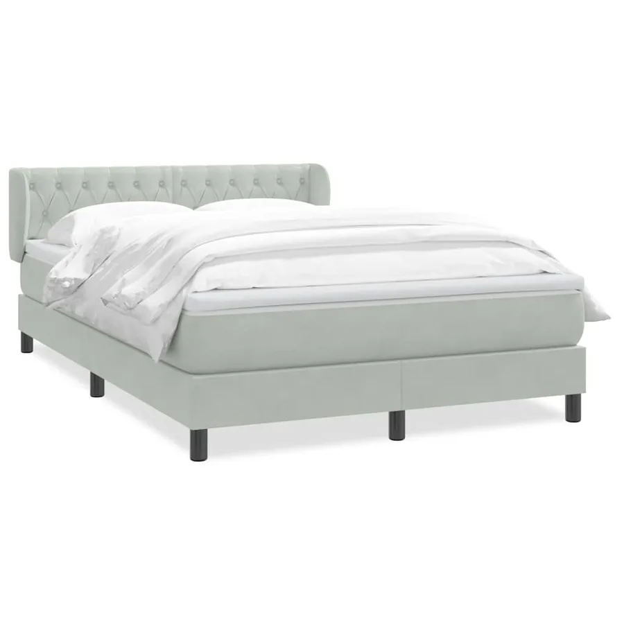 Sommier à lattes de lit et matelas gris clair 140x220cm velours - 2