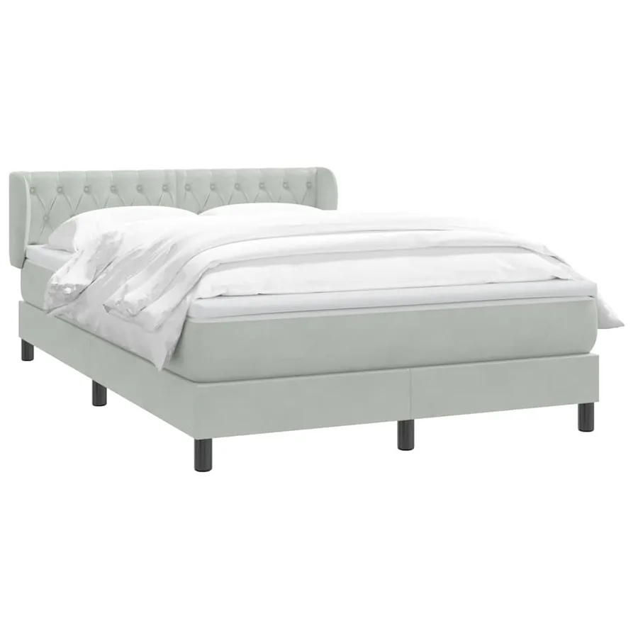 Sommier à lattes de lit et matelas gris clair 140x220cm velours - 3