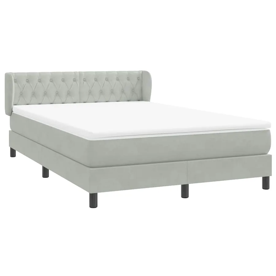 Sommier à lattes de lit et matelas gris clair 140x220cm velours - 4