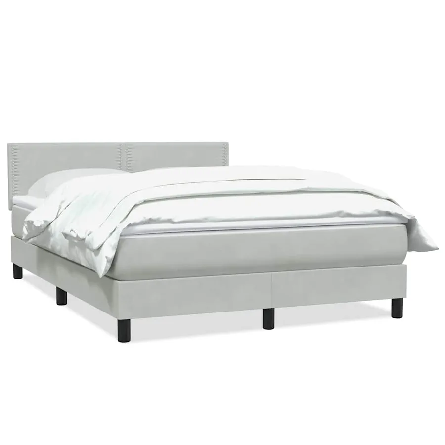 Sommier à lattes de lit et matelas gris clair 140x220cm velours - 2