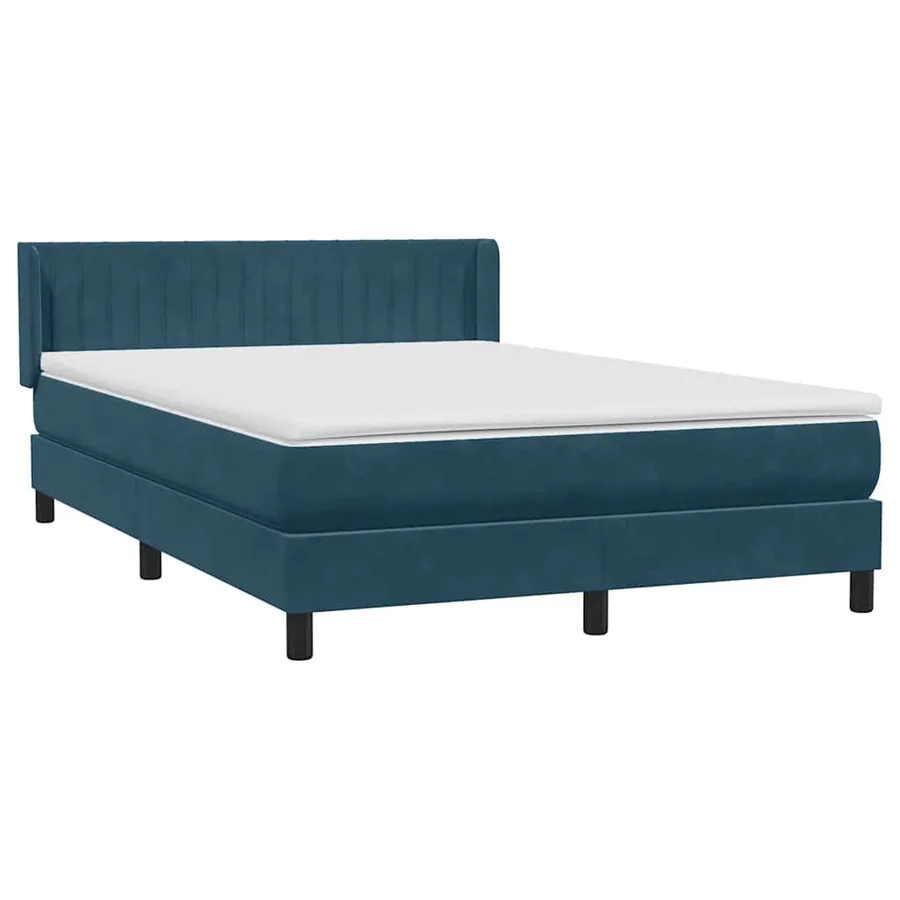 Sommier à lattes de lit et matelas bleu foncé 140x220cm velours - 2