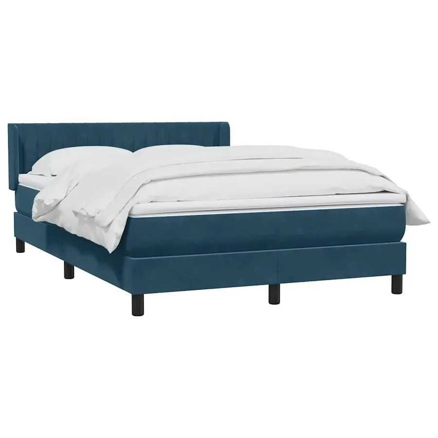 Sommier à lattes de lit et matelas bleu foncé 140x220cm velours - 4