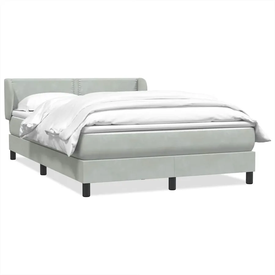 Sommier à lattes de lit et matelas gris clair 140x220cm velours - 2