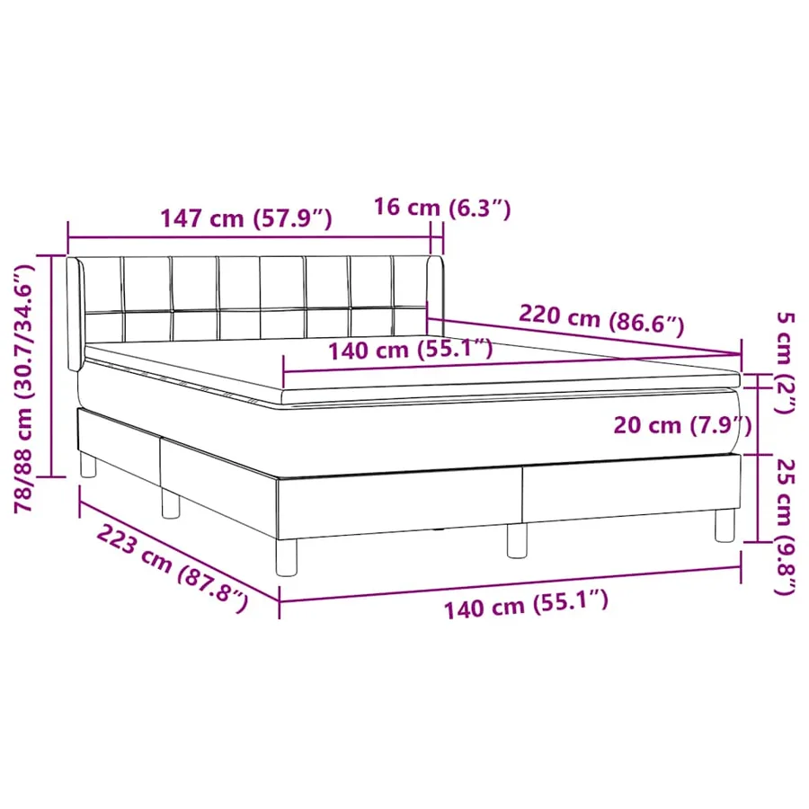 Sommier à lattes de lit et matelas gris clair 140x220cm velours - 12
