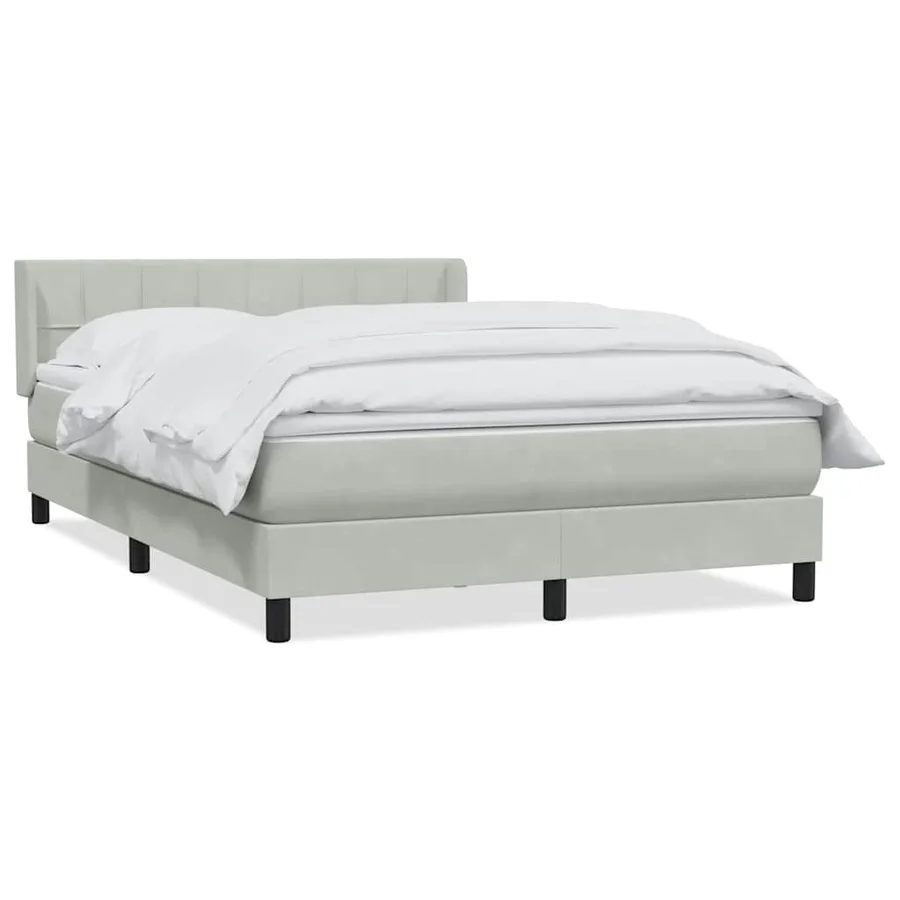 Sommier à lattes de lit et matelas gris clair 140x220cm velours - 2