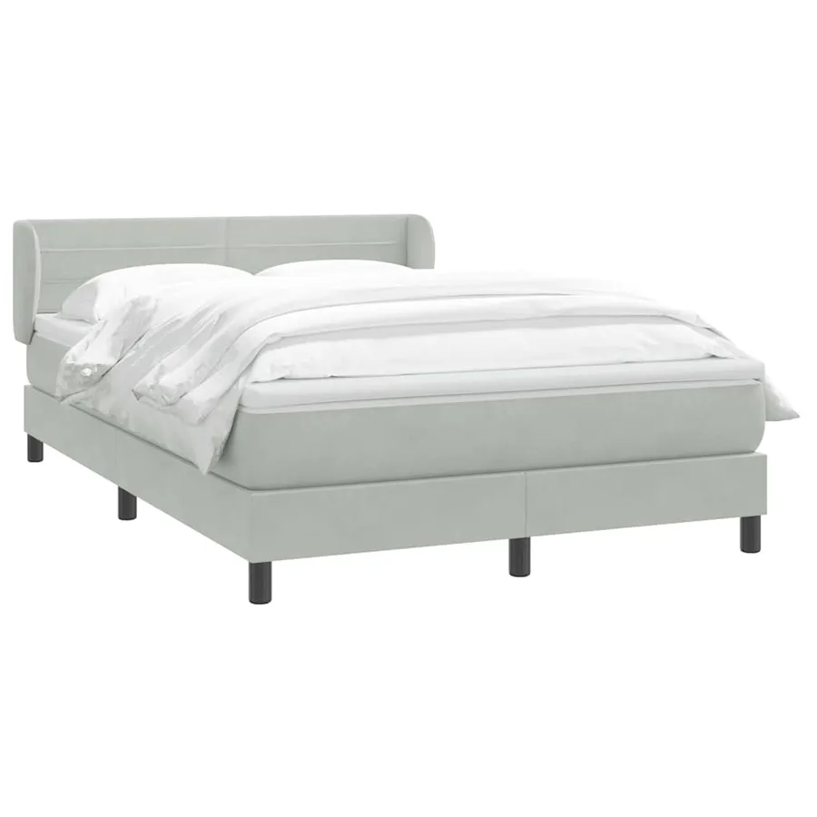 Sommier à lattes de lit et matelas gris clair 140x220cm velours - 3