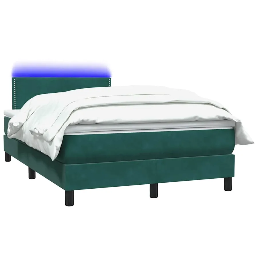 Sommier à lattes de lit et matelas et LED vert foncé 120x220cm velours - 3
