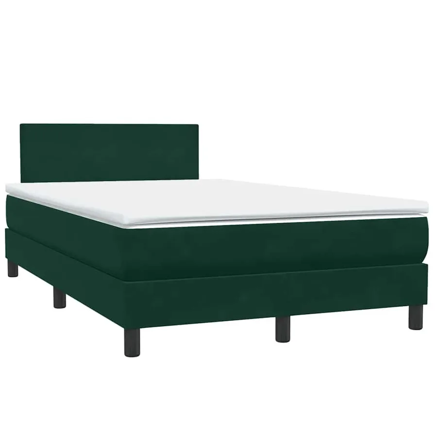 Sommier à lattes de lit et matelas et LED vert foncé 120x220cm velours - 5
