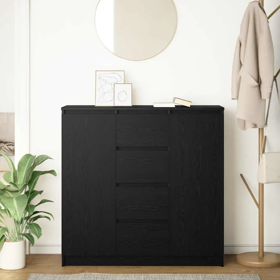 Buffet avec tiroirs chêne noir 100,5x35x98,5 cm bois ingénierie - 3
