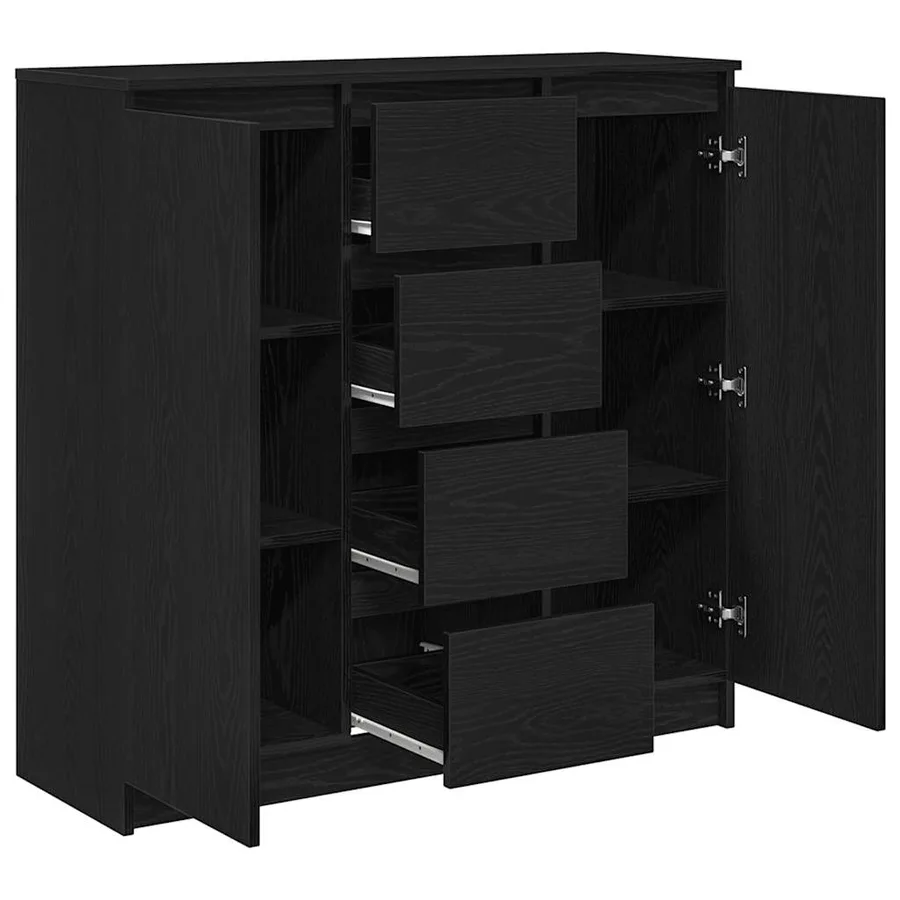 Buffet avec tiroirs chêne noir 100,5x35x98,5 cm bois ingénierie - 5