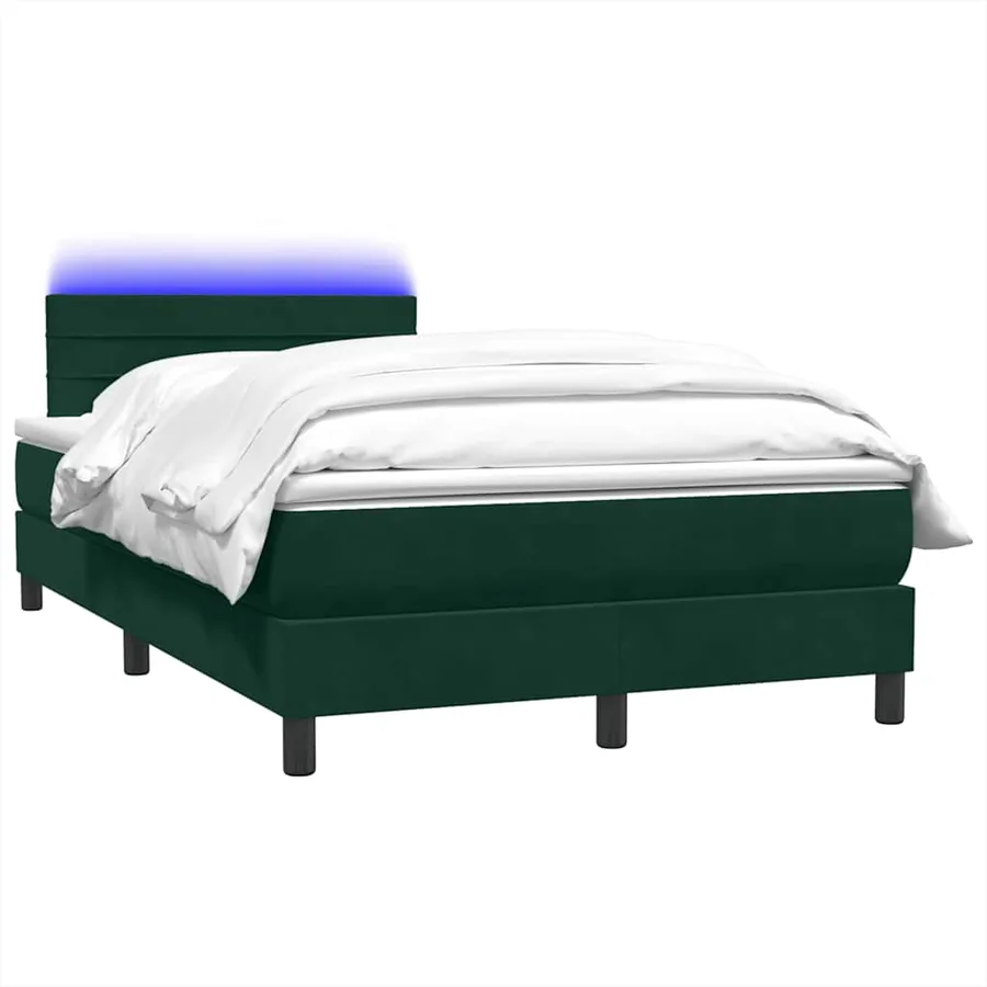Sommier à lattes de lit et matelas et LED vert foncé 120x220cm velours - 3