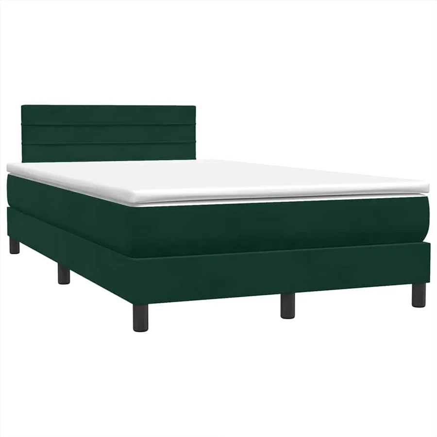 Sommier à lattes de lit et matelas et LED vert foncé 120x220cm velours - 5