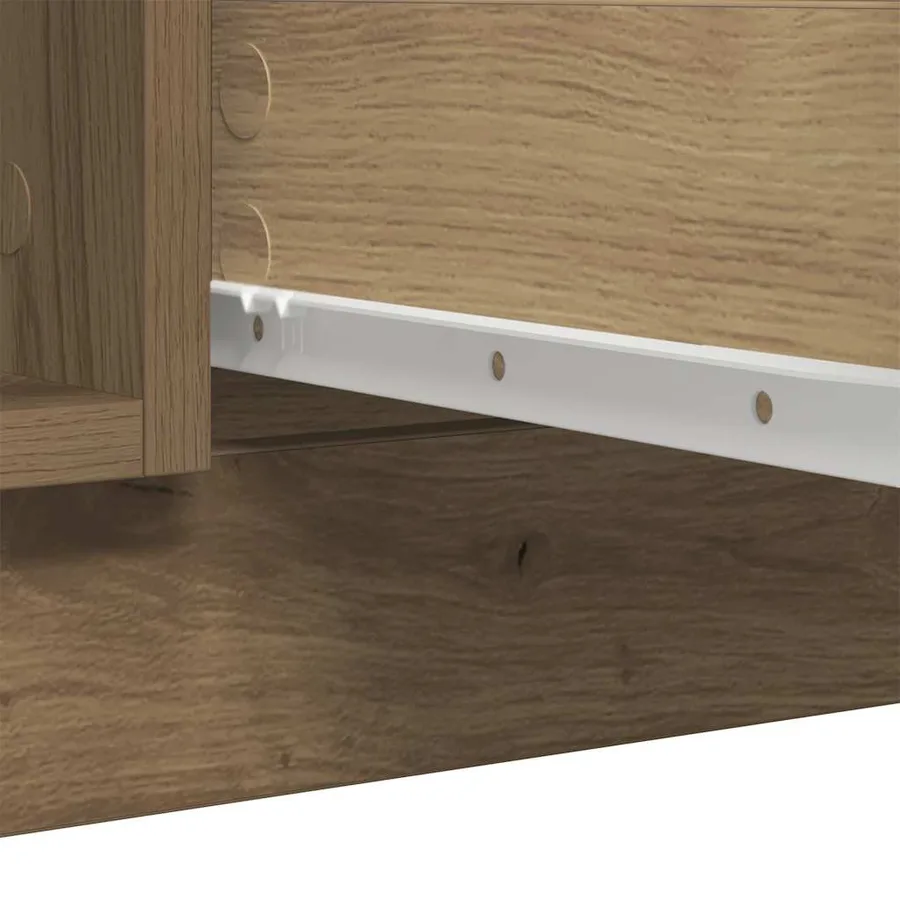 Buffet tiroirs chêne artisanal 100,5x35x98,5 cm bois ingénierie - 11