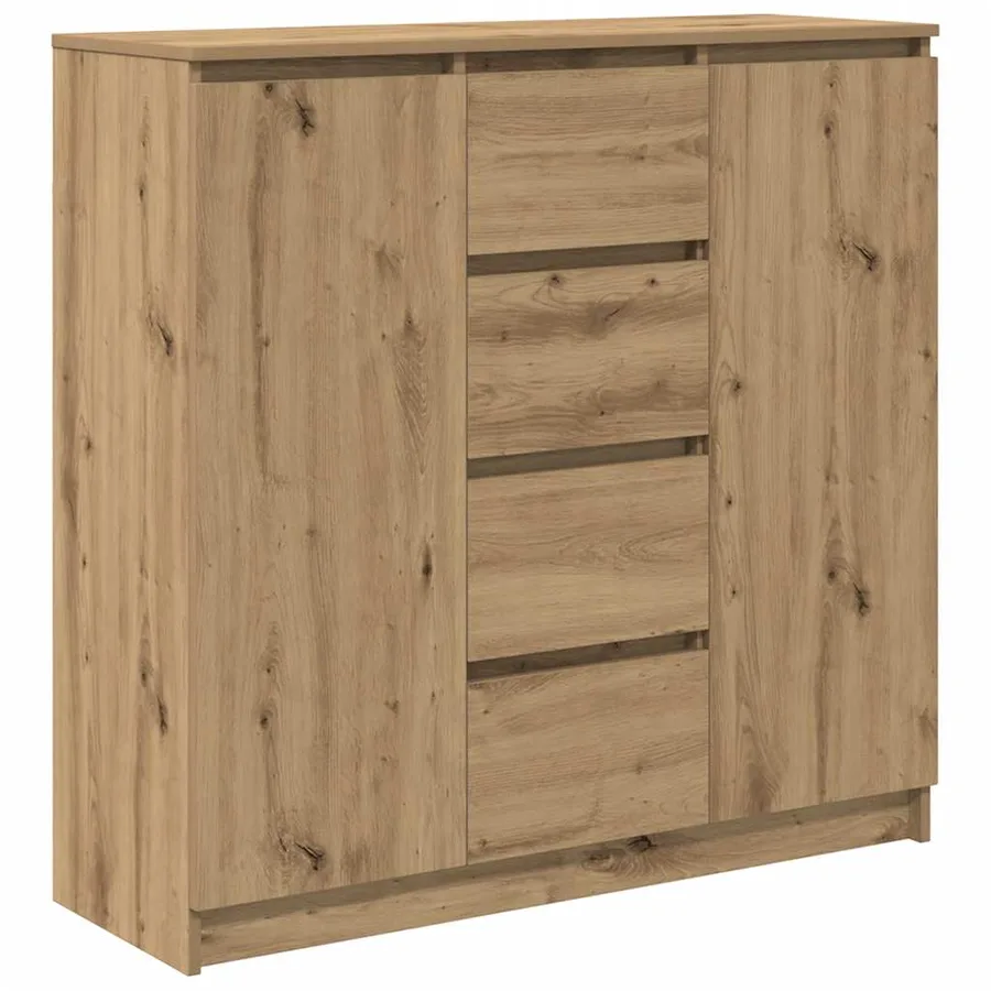 Buffet tiroirs chêne artisanal 100,5x35x98,5 cm bois ingénierie - 2