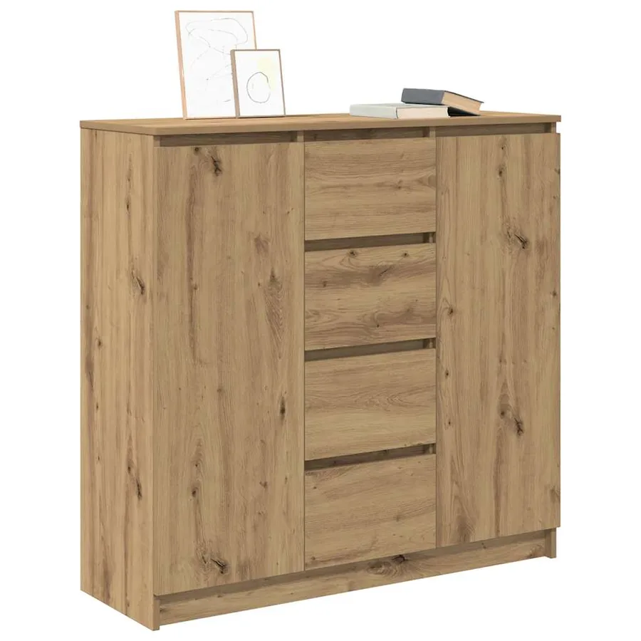Buffet tiroirs chêne artisanal 100,5x35x98,5 cm bois ingénierie - 4