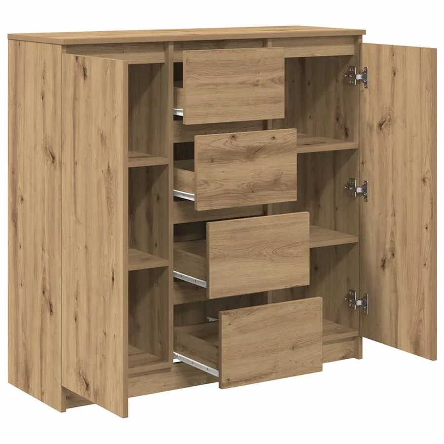 Buffet tiroirs chêne artisanal 100,5x35x98,5 cm bois ingénierie - 5