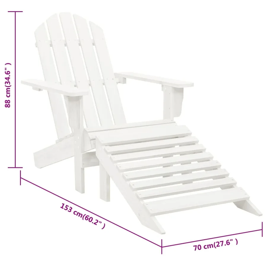 Chaise de jardin avec pouf Bois Blanc - 8
