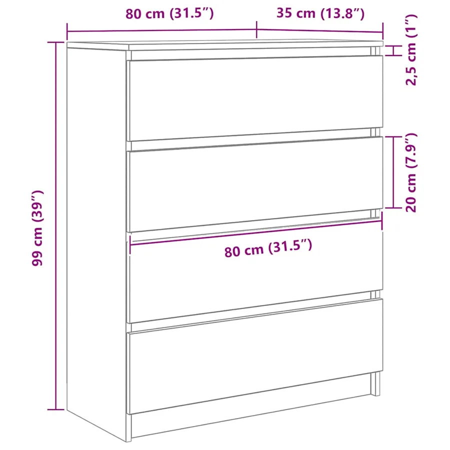 Buffet chêne sonoma 80x35x99 cm bois d'ingénierie - 12